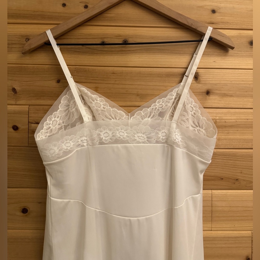 Vintage Small Soft Romantic Mesh Floral Lace Slip Dress Wedding Bridal Coquette - Picture 8 of 10